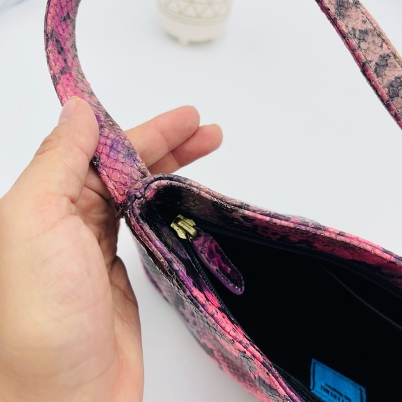 Rob Ference Vintage Y2K Pink Purple Ombré Snakskin Print Shoulder Hobo Bag - Picture 7 of 11